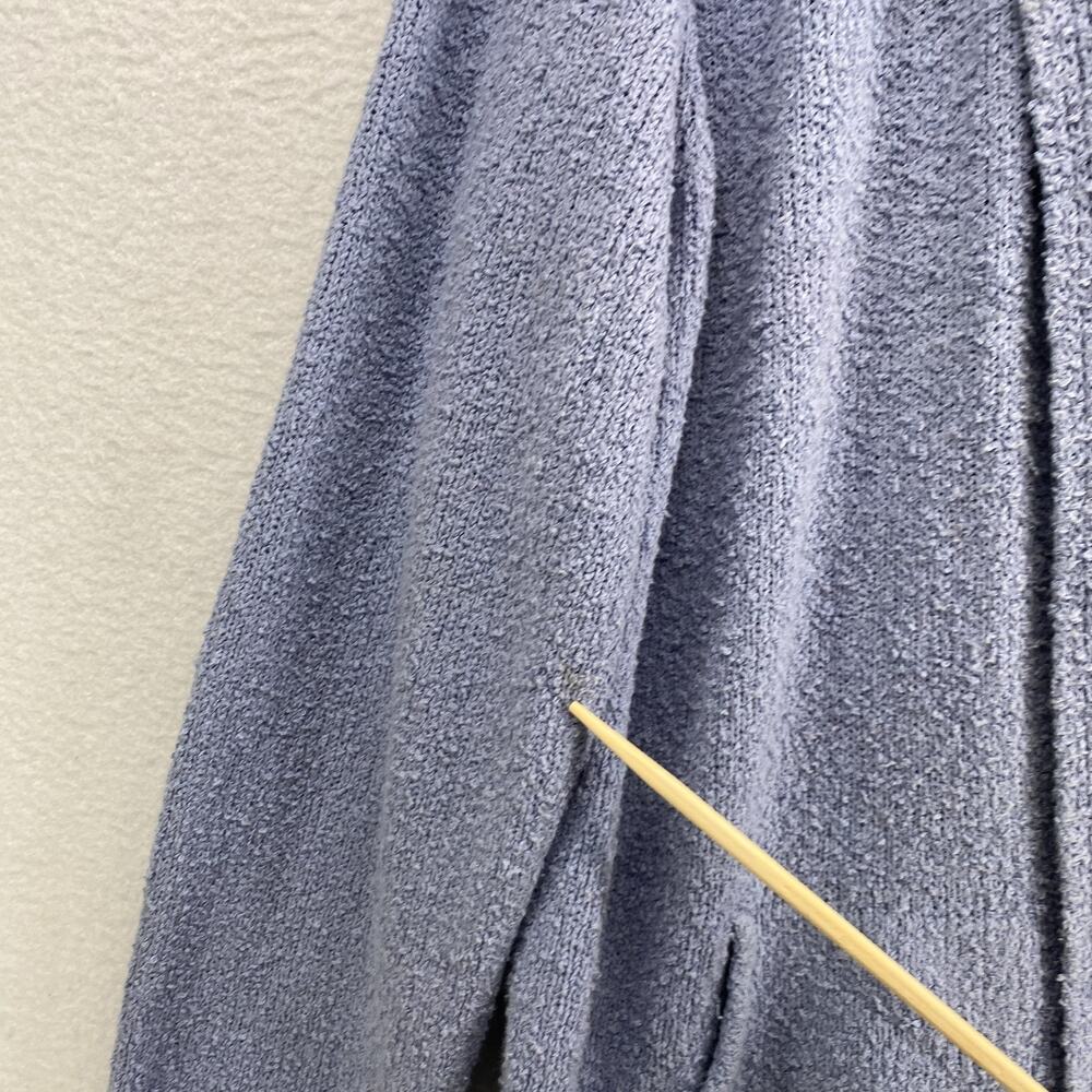 EILEEN FISHER Sweater L Organic Cotton Cardigan Blazer Open Front Pockets Blue - Picture 12 of 14